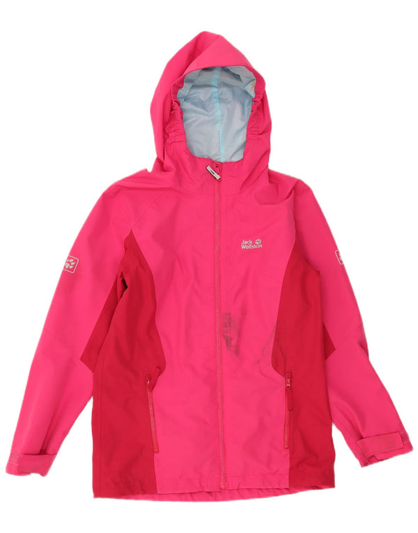 Dziewczęca kurtka przeciwdeszczowa z kapturem Jack Wolfskin 13-14 lat, w kolorze różowym
