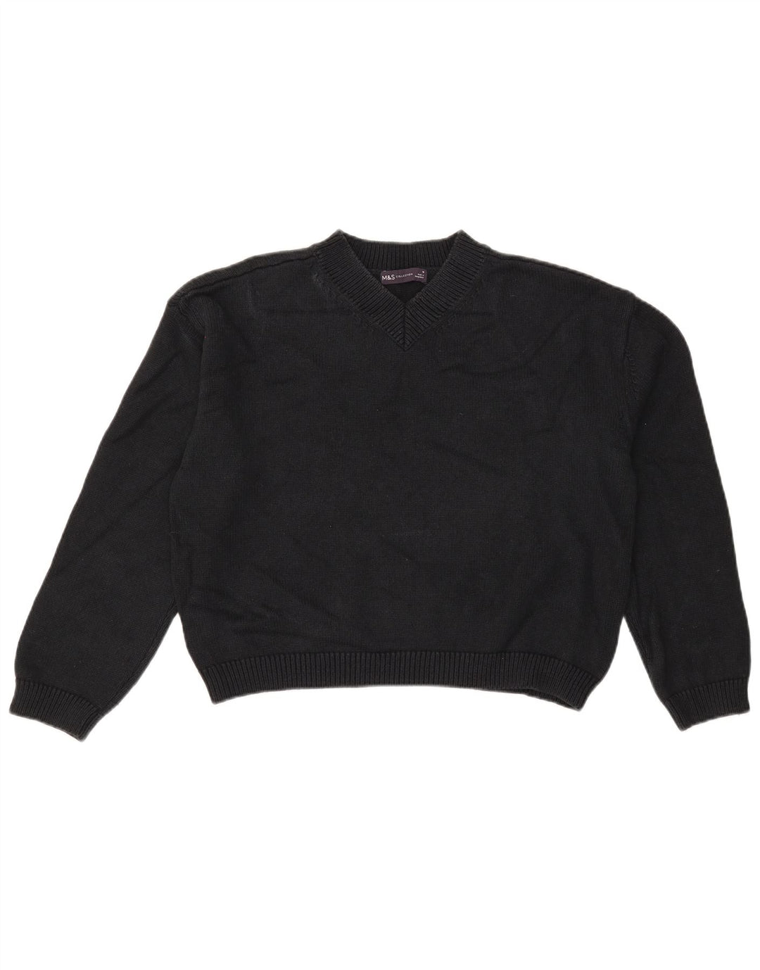 Marks & Spencer Damski sweter z dekoltem w kształcie litery V, UK 14, średni czarny