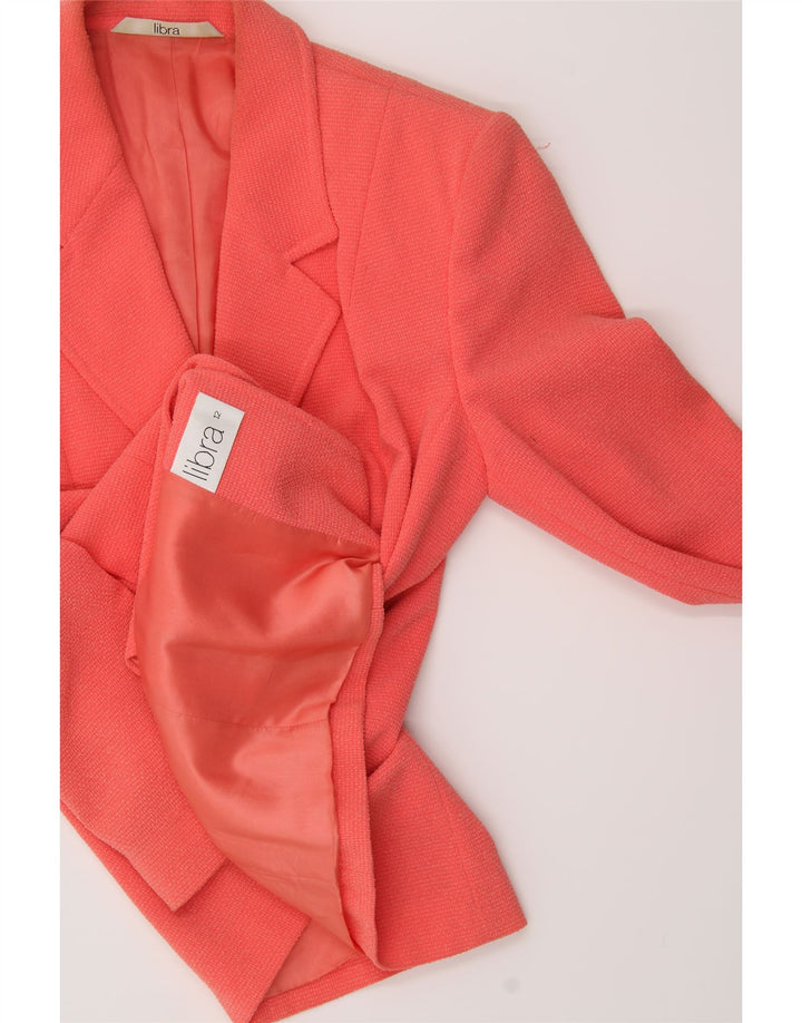 LIBRA Womens 3 Button Blazer Jacket UK 12 Medium Pink Polyester Vintage Libra and Second-Hand Libra from Messina Hembry 