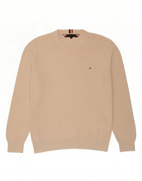 Męski sweter z okrągłym dekoltem Tommy Hilfiger 2XL w kolorze złamanej bieli, bawełniany