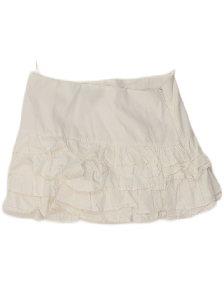 Spódnica damska Zara Mini z falbaną, średnia W30, biała bawełna