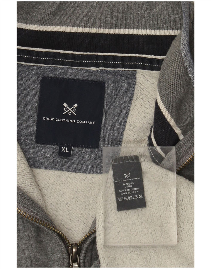 CREW CLOTHING Męski sweter z zamkiem błyskawicznym XL, szary, bawełniany