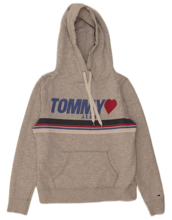 Damski sweter z kapturem i grafiką Tommy Hilfiger UK 10 Small, szary, bawełniany