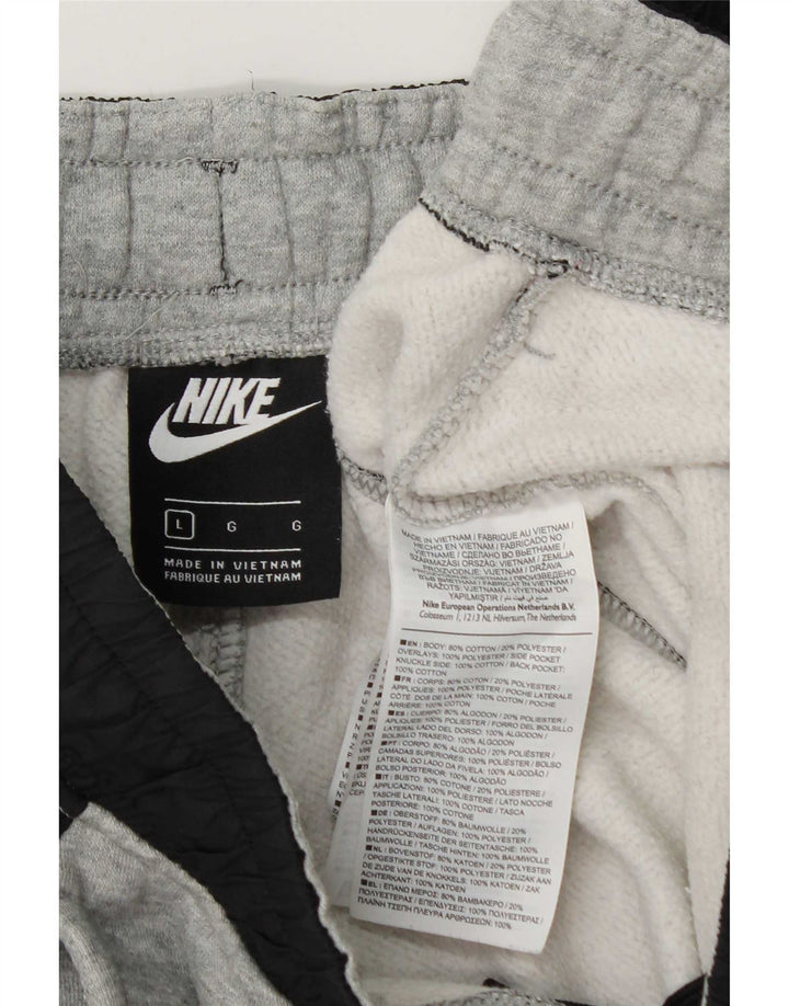 Pełny dres męski Nike, duży, szary, bawełniany z blokami kolorów