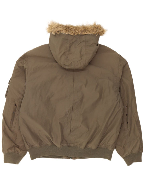 Męska ocieplana kurtka z kapturem Wampum UK 42 XL, bawełna khaki