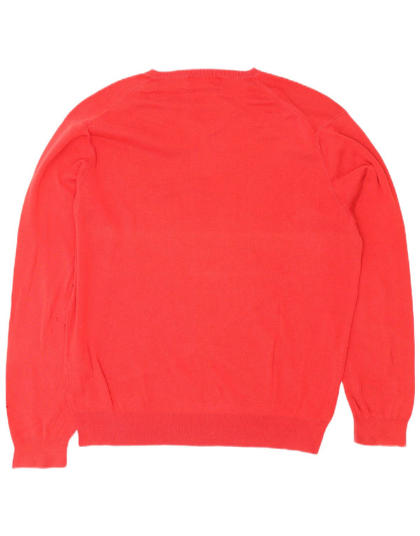 POLO RALPH LAUREN Męski sweter z dekoltem w kształcie litery V, duży, czerwony, bawełniany