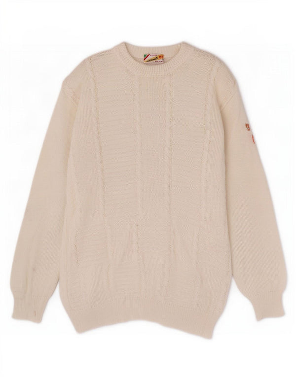 Sweter damski Marronetto z okrągłym dekoltem UK 16, duży, biały, bawełniany