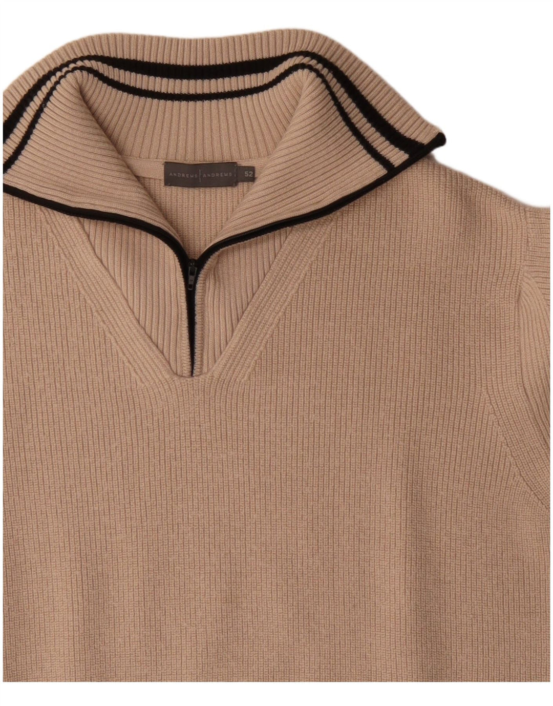 Męski sweter zapinany na zamek VINTAGE IT 52 Duża beżowa wełna Merino