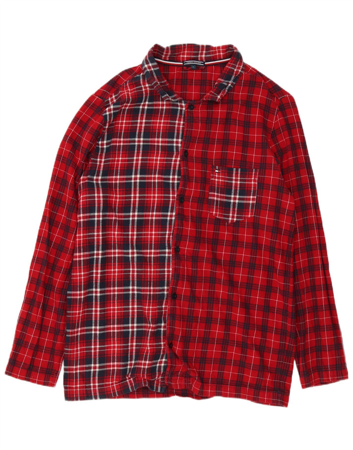 Męska koszula flanelowa Tommy Hilfiger, bawełniana w średnią czerwoną kratkę