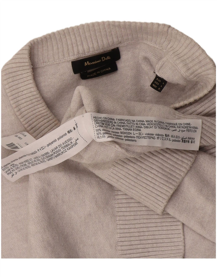 Męski sweter Massimo Dutti z okrągłym dekoltem, duży, szary poliamid