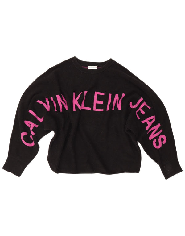 CALVIN KLEIN JEANS Damski sweter typu Crop Bluza UK 14 Średni Czarny