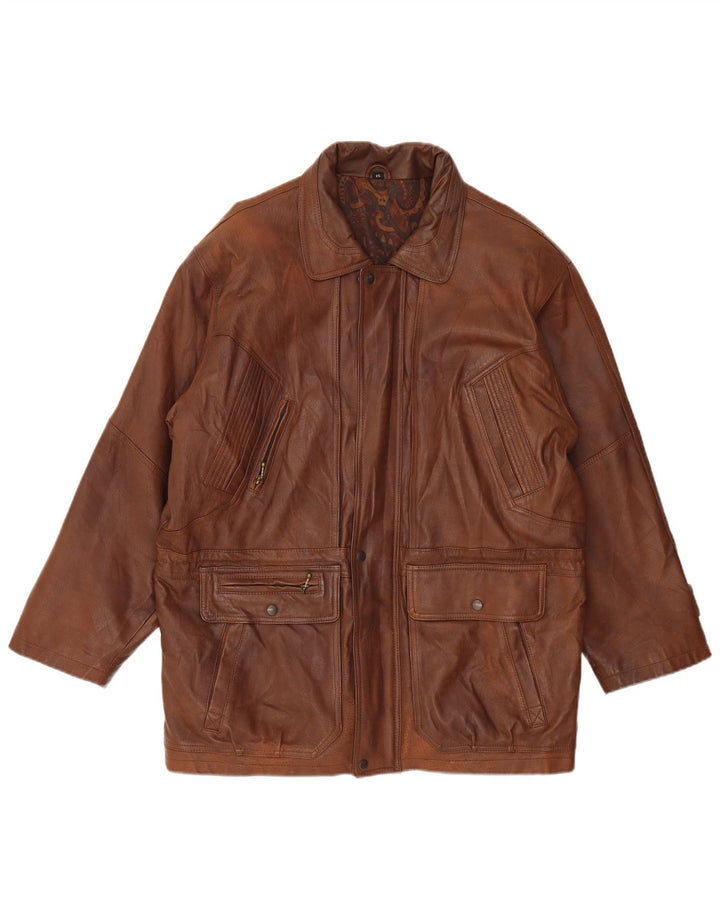 Męski skórzany wiatrówka C&A UK 42 XL, brązowa skóra