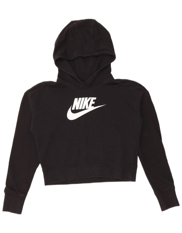 Dziewczęcy sweter z kapturem NIKE z grafiką, 13-14 lat XL, czarny, bawełniany