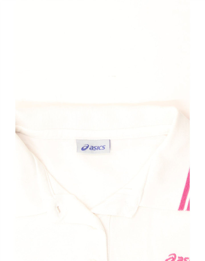 ASICS Womens Polo Shirt UK 10 Small White Cotton Vintage Asics and Second-Hand Asics from Messina Hembry 