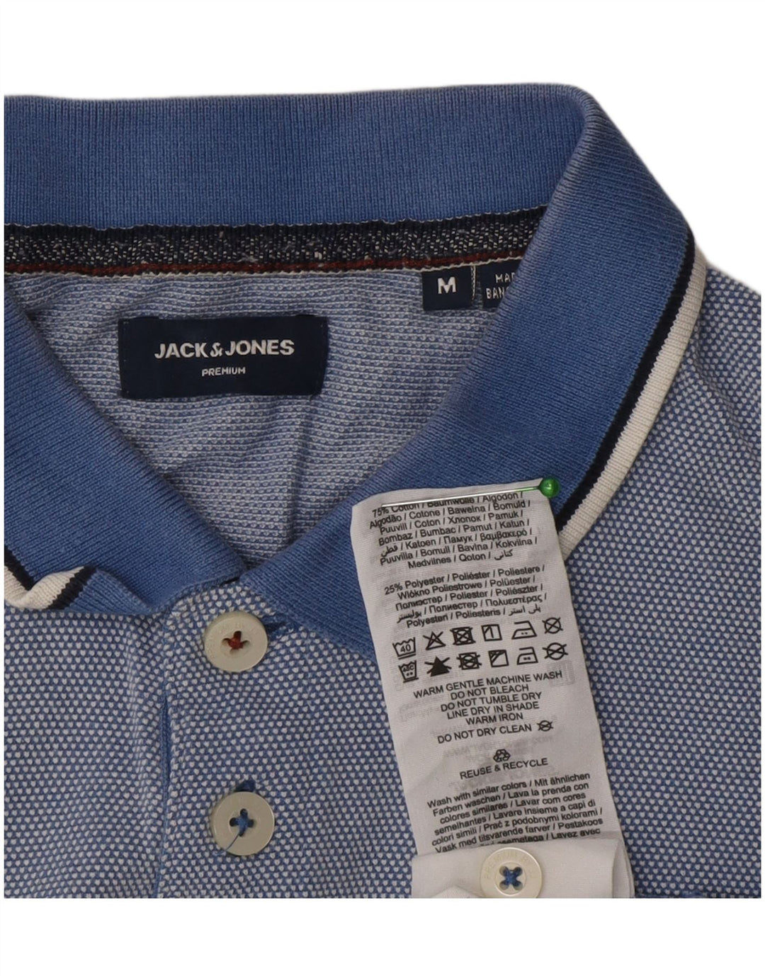 Męska koszulka polo Jack & Jones, średnia niebieska, bawełniana