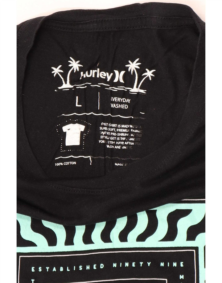 Męski T-shirt z grafiką Hurley, duży, czarny