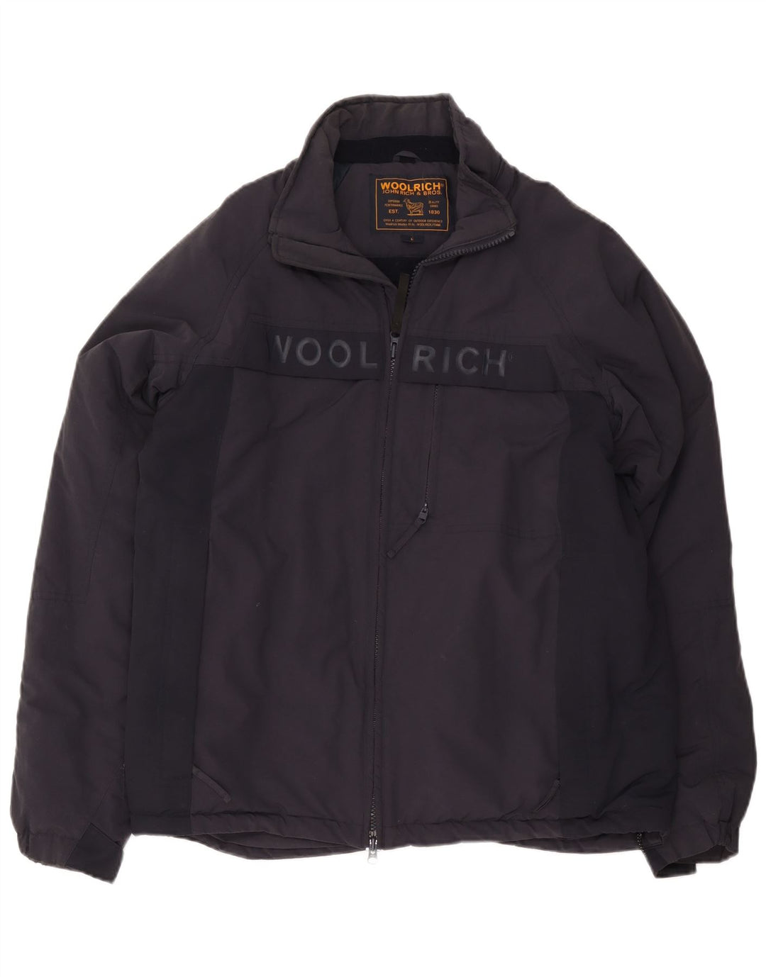 Męska kurtka wiatrówka Woolrich Graphic UK 40, duża, granatowa, nylonowa