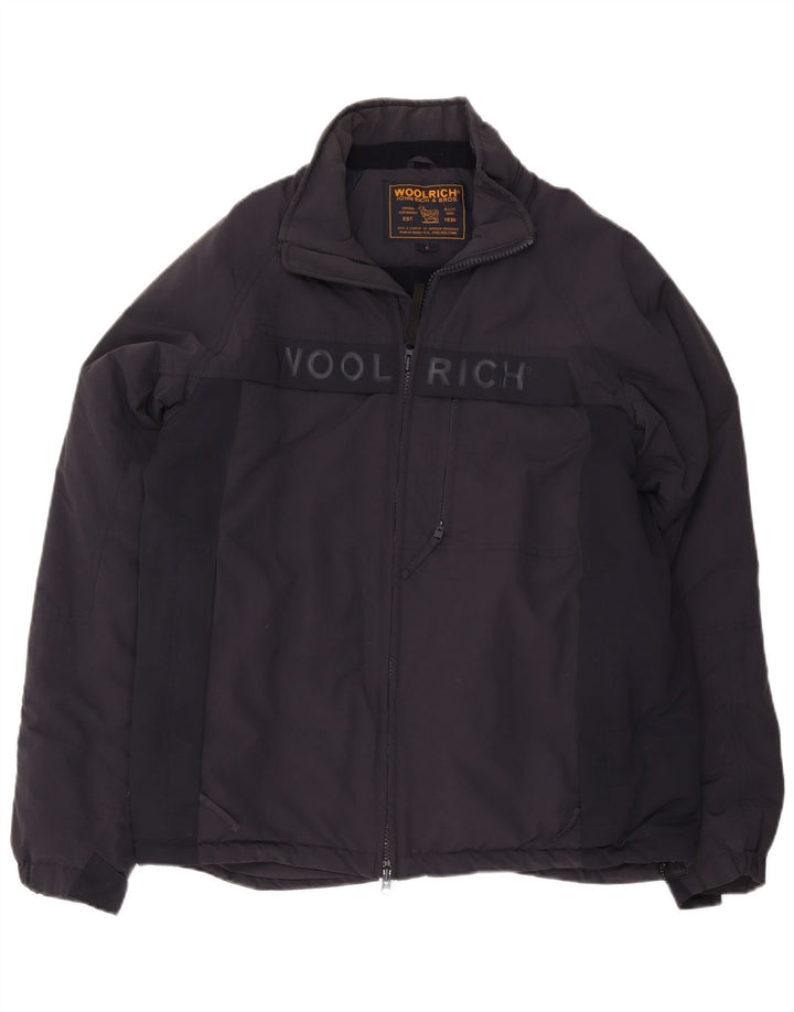 Męska kurtka wiatrówka Woolrich Graphic UK 40, duża, granatowa, nylonowa