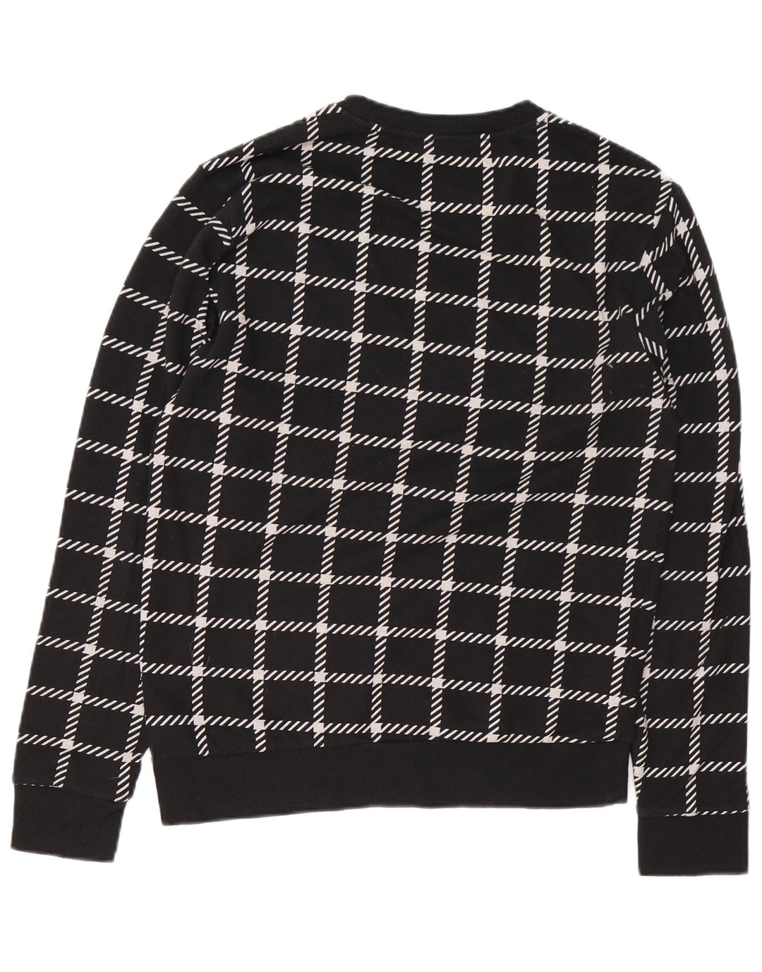 CALVIN KLEIN Męski sweter z grafiką, mały, czarny, bawełniany w kratkę