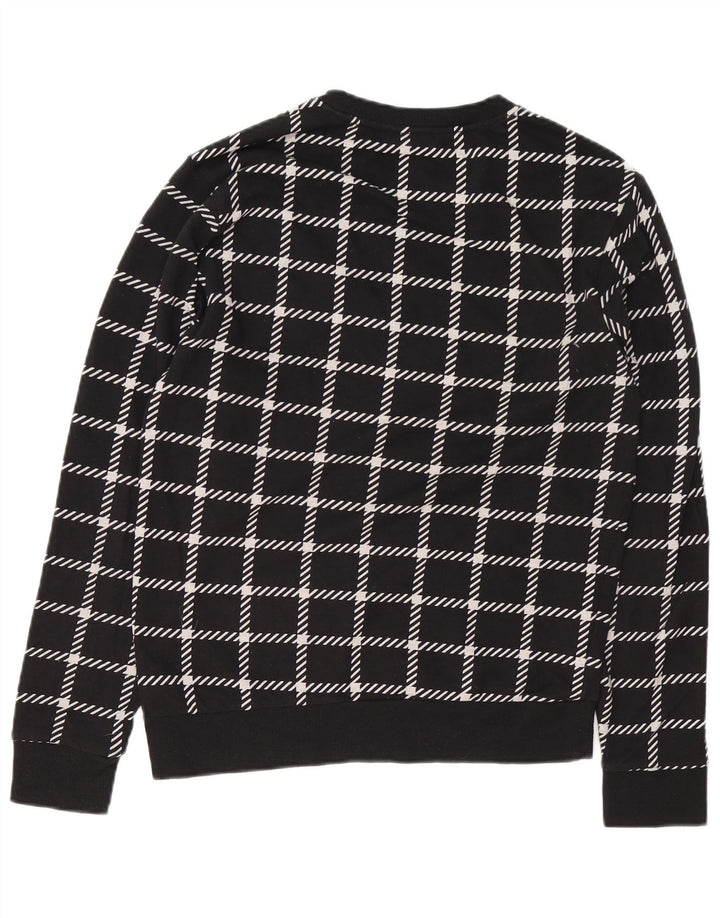 CALVIN KLEIN Męski sweter z grafiką, mały, czarny, bawełniany w kratkę