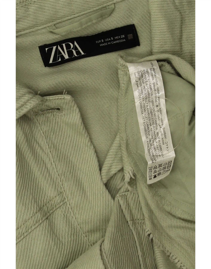 Damska kurtka bomberka oversize Zara UK 10, mała, zielona bawełna