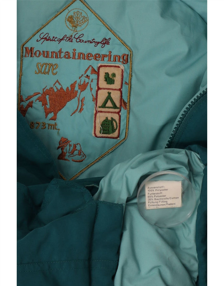 Damska wyściełana kurtka z kapturem w stylu vintage, UK 18 XL, niebieski poliester