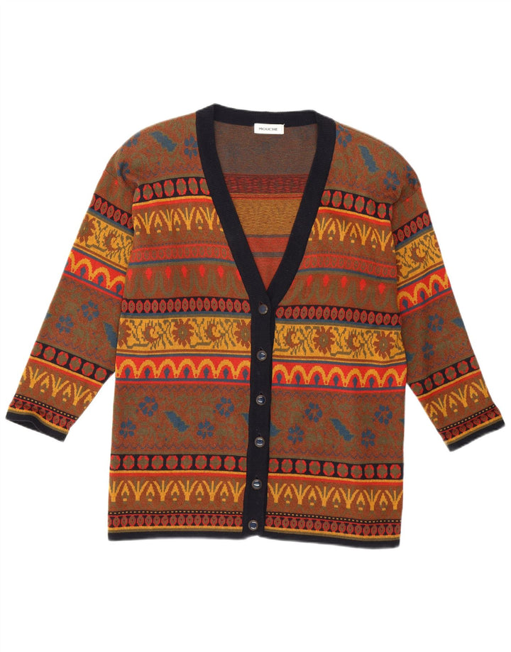 MOUCHE Womens Cardigan Sweater UK 12 Medium Multicoloured Fair Isle