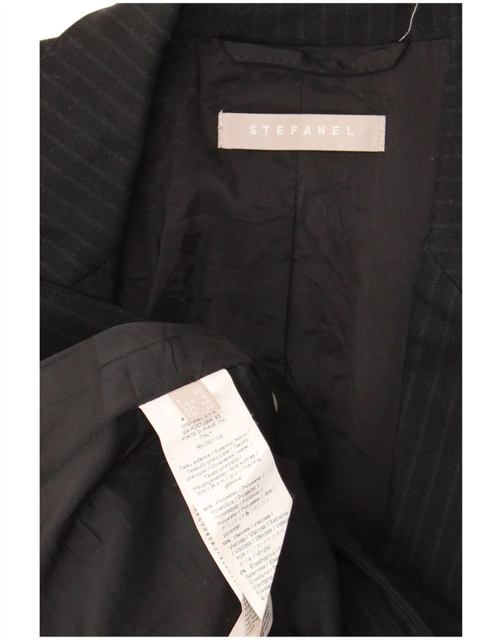 Stefanel damski 2-częściowy garnitur zapinany na 1 guzik IT 40 Small W28 L28 w czarne prążki
