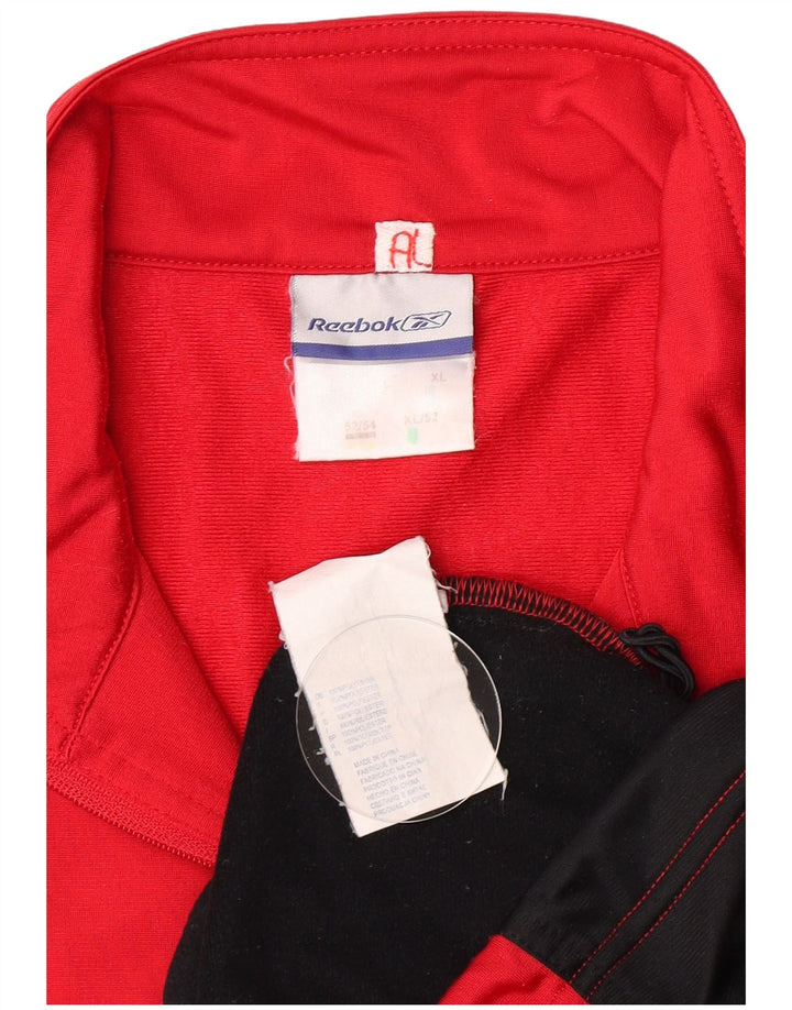 Męska kurtka dresowa Reebok, duża, czerwona, poliestrowa z blokami kolorów
