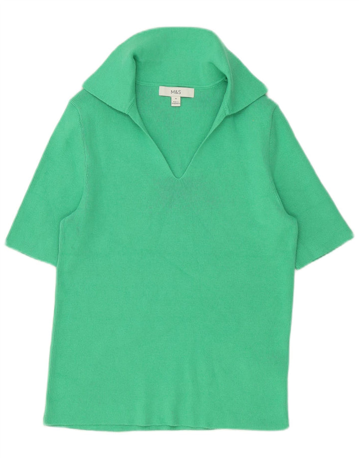 Damska koszulka polo Marks & Spencer UK 12, średnia, zielona bawełna