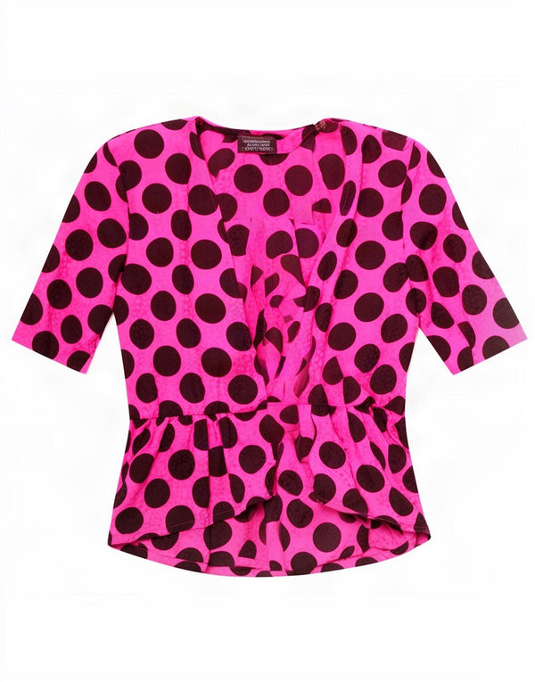 Pierre Cardin Womens Short Sleeve Cardigan Top UK 12 Medium Pink Spotted