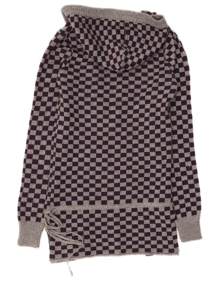 Sweter damski Converse z kapturem UK 10, mały, fioletowy, geometryczny, wełniany