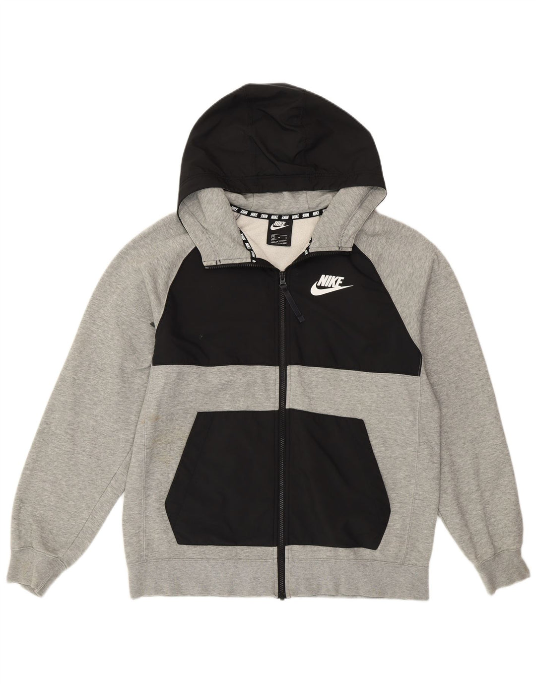 Męski sweter z kapturem i zamkiem błyskawicznym Nike, bawełniany, w kolorze średniej szarości