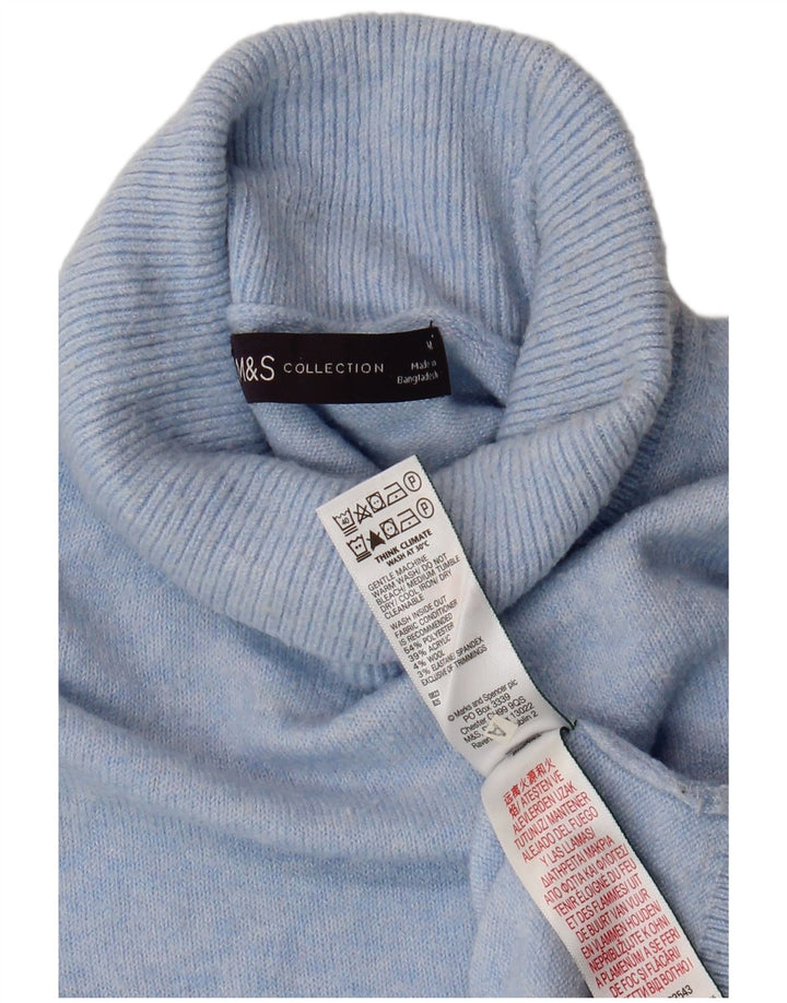 Marks & Spencer Damski sweter z golfem, UK 14, średni niebieski poliester