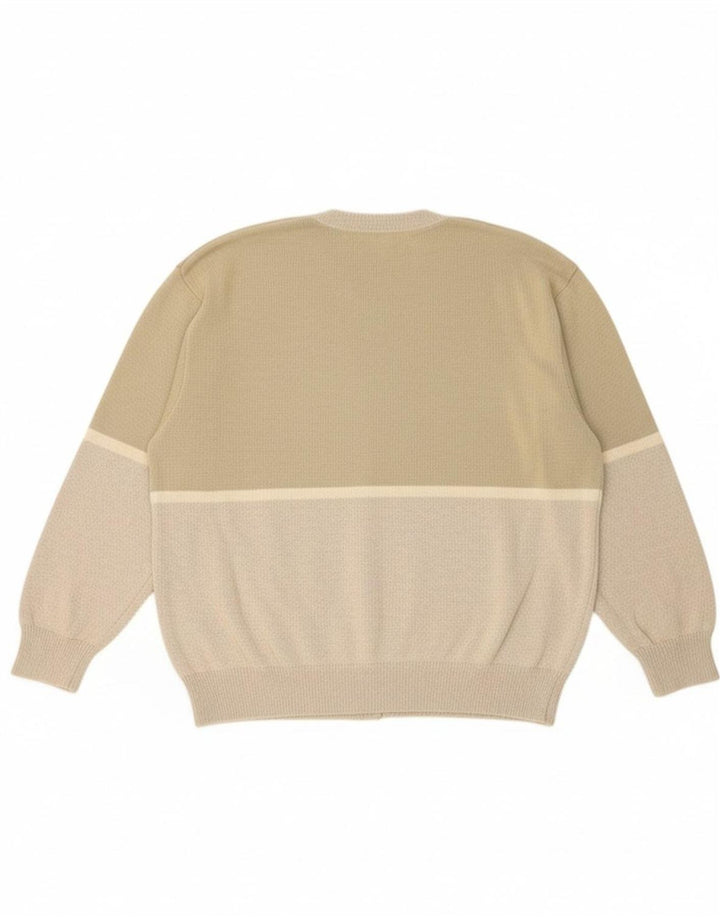 VINTAGE Mens V-Neck Jumper Sweater IT 50 Medium Grey Colourblock