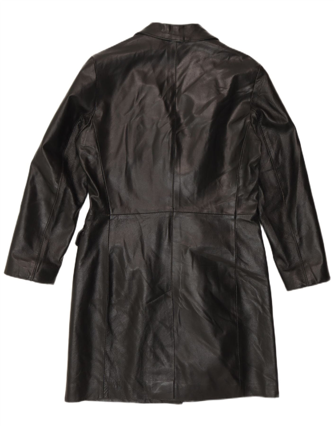 Vintage damski płaszcz skórzany IT 42, średnia czarna skóra