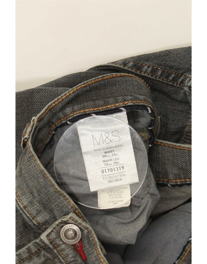 Marks & Spencer Męskie proste dżinsy W34 L29 Szara bawełna