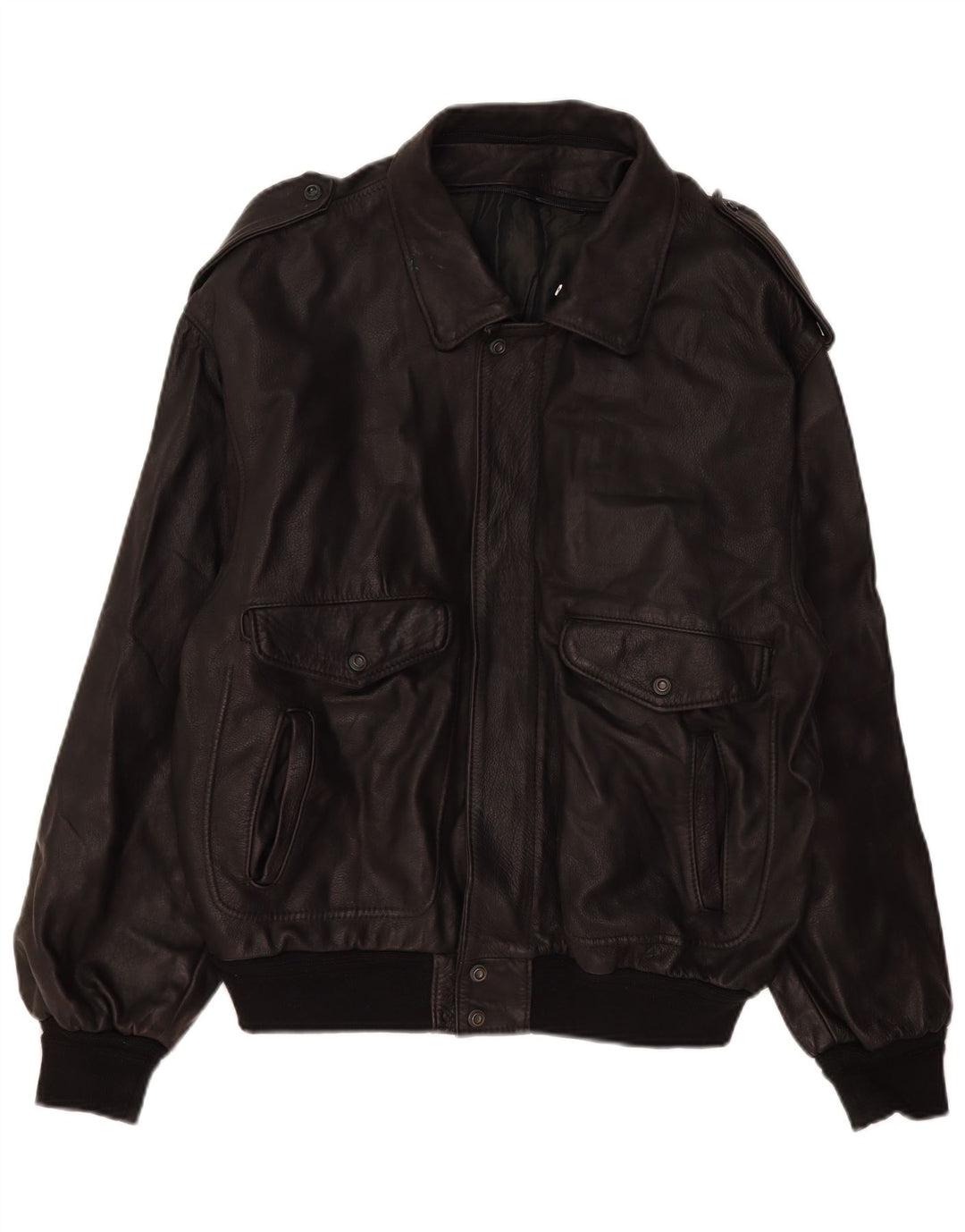 Marpel Męska skórzana kurtka wojskowa UK 40 duża czarna skóra