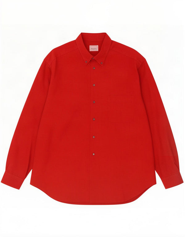 Bagutta Mens Shirt Size 44 17 1/2 XL Red Houndstooth Cotton