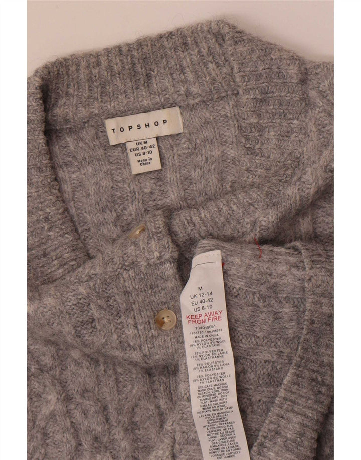 Damski sweter rozpinany Topshop UK 12, średni szary poliester