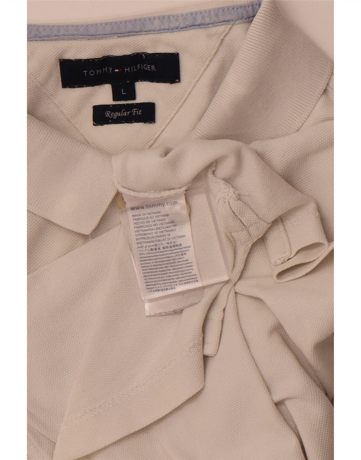 Męska koszulka polo o regularnym kroju TOMMY HILFIGER, duża, biała, bawełniana