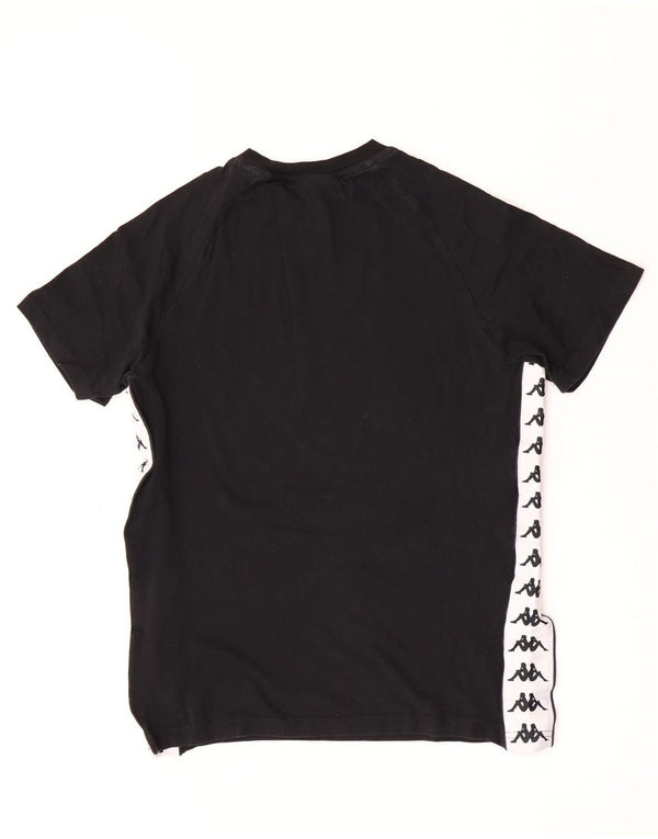 Damska koszulka z grafiką Kappa Top UK 10, mała, czarna bawełna z blokami kolorów