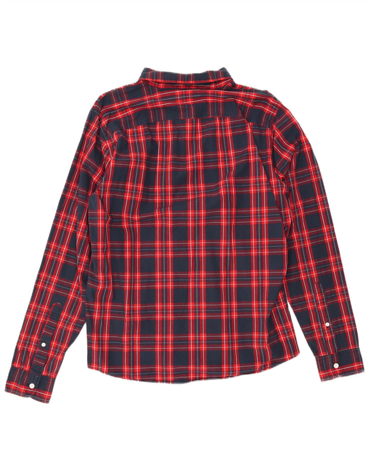 HOLLISTER Męska koszula flanelowa XL, bawełniana w granatową kratkę