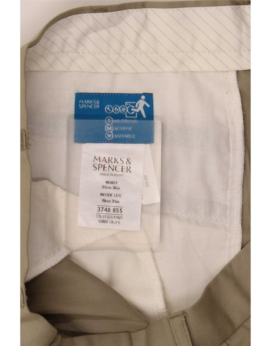 Marks & Spencer Męskie spodnie garniturowe W36 L31 Beżowy poliester
