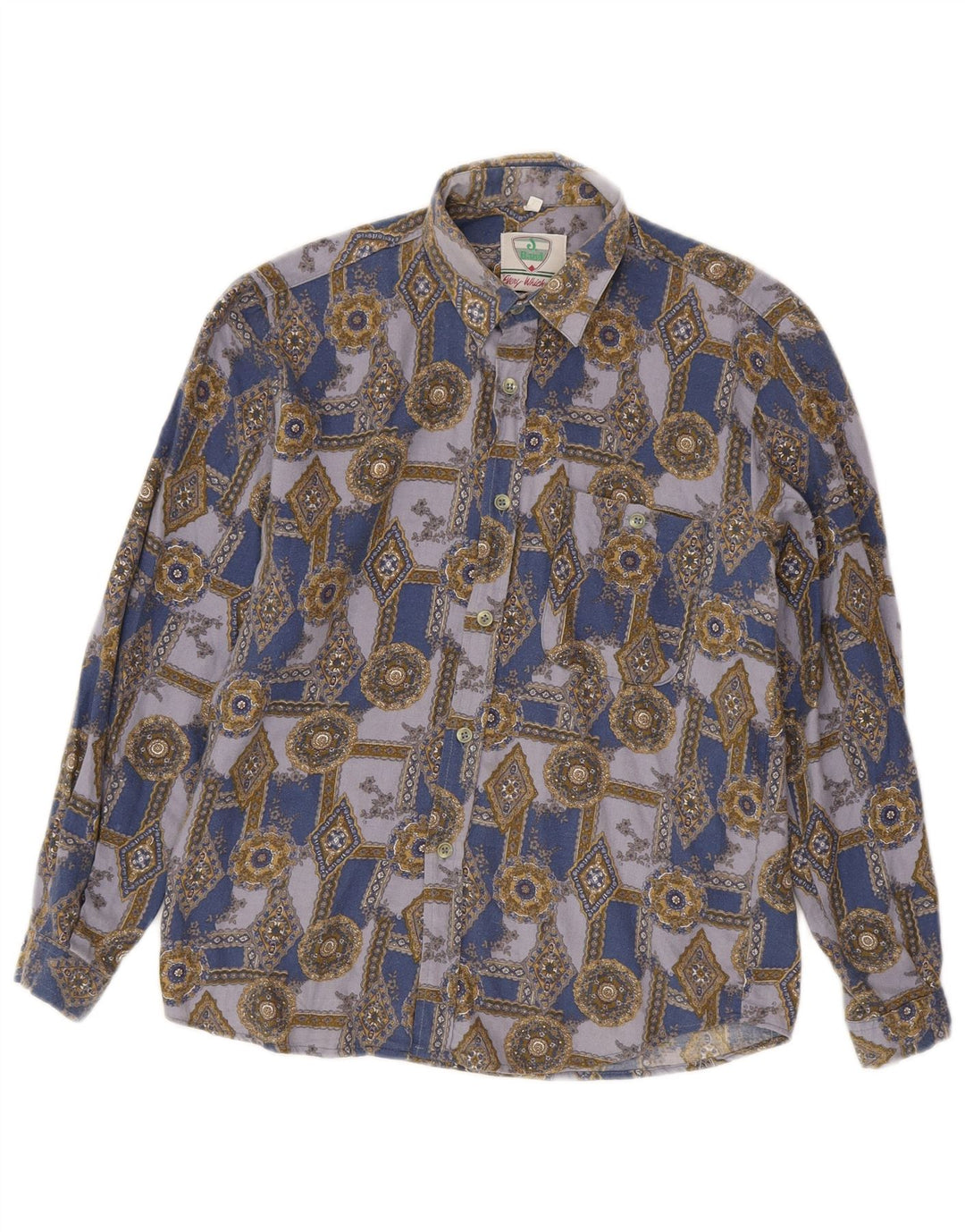 Koszula chłopięca Vintage 12-13 lat XL, niebieska geometryczna