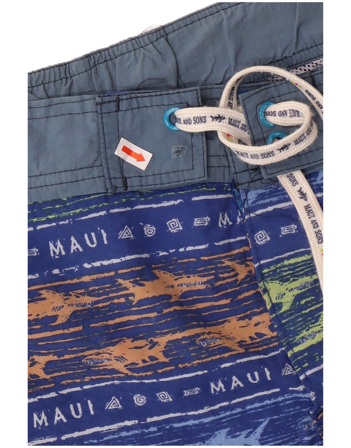 Męskie spodenki kąpielowe MAUI AND SONS, małe, niebieskie paski, poliamid