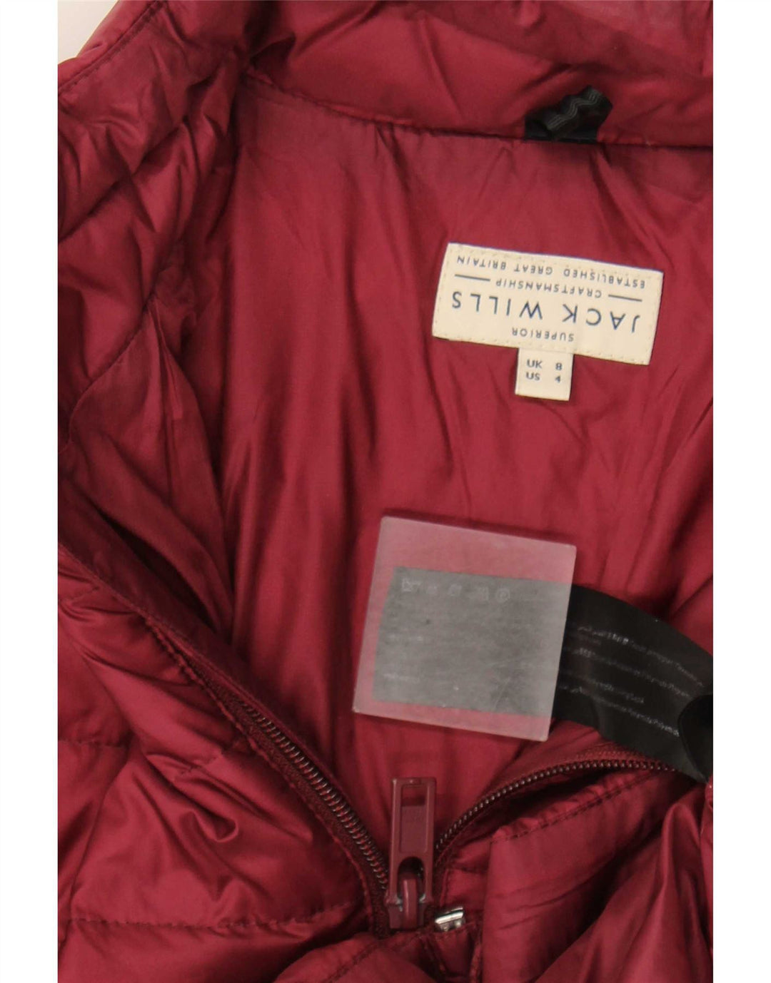Jack Wills Damska kurtka ocieplana UK 8 Small Burgundy Polyamide