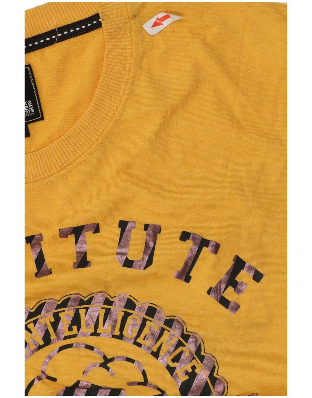 Męski top graficzny Jack & Jones z długim rękawem, średniożółty, bawełniany