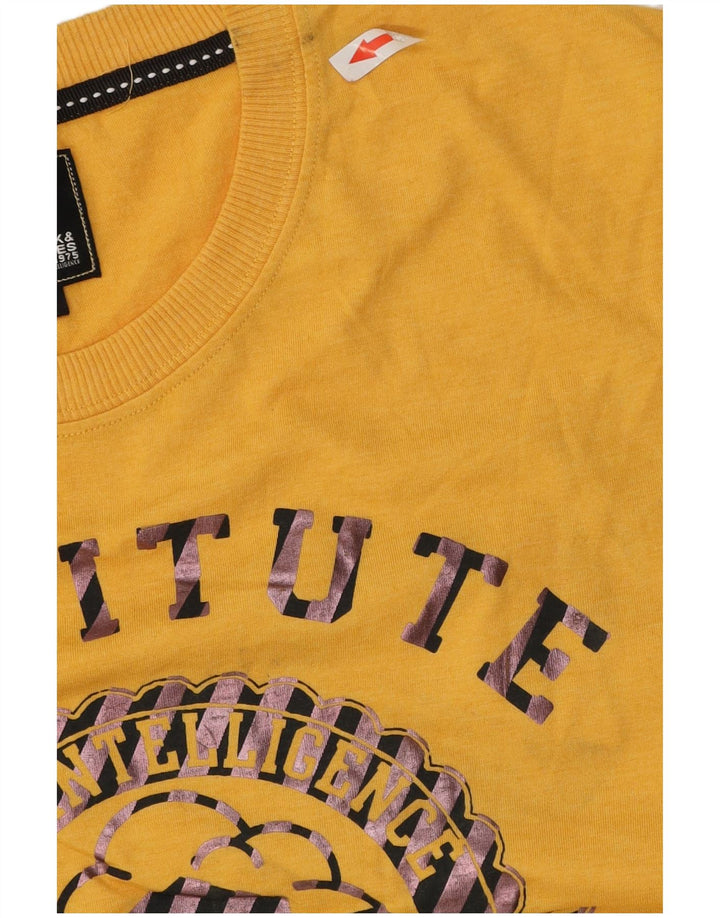 Męski top graficzny Jack & Jones z długim rękawem, średniożółty, bawełniany