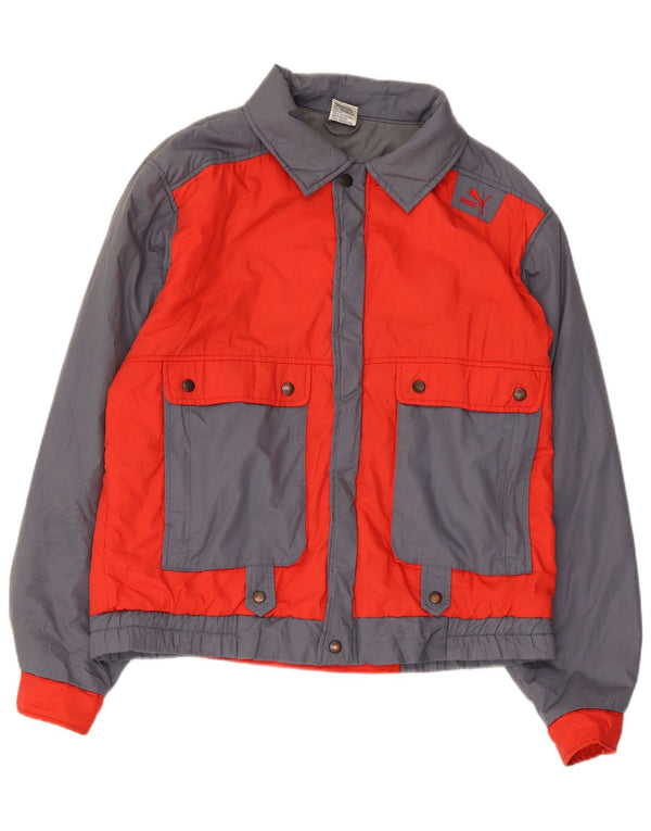 Męska kurtka bomberka Puma UK 40, duża, szara, z blokami kolorów, poliester